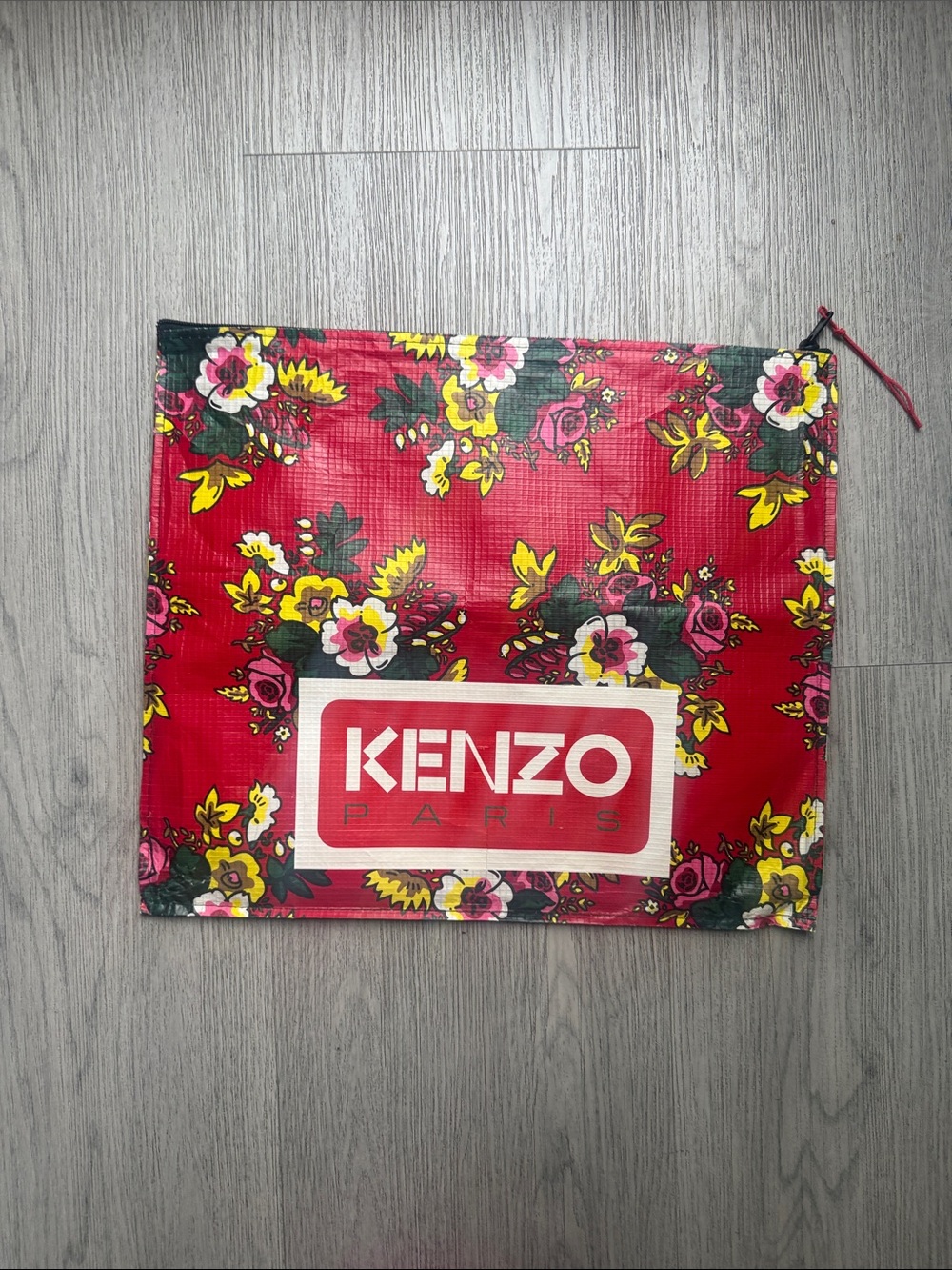 Kenzo Red Floral Logo Zip Pouch